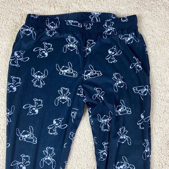 Disney Stitch Pajama Bottoms Adult Large 12-14 Blue Pants Navy Sleepwear Womens - Picture 5 of 9